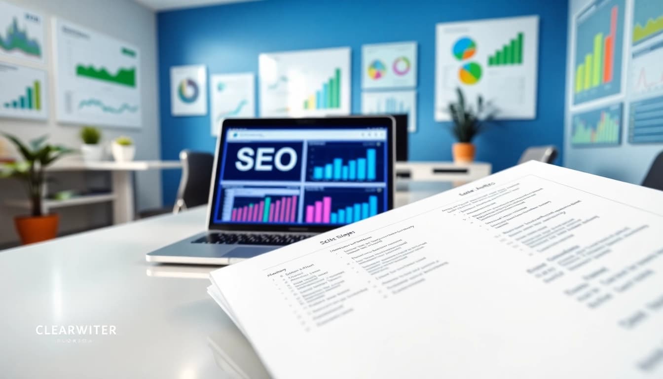 Maximize Search Engine Optimization Clearwater with effective SEO strategies in a vibrant office.