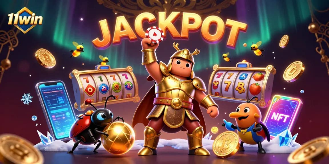 Experience excitement and jackpots with 11win's vivid 3D casino adventure featuring unique beetle characters.