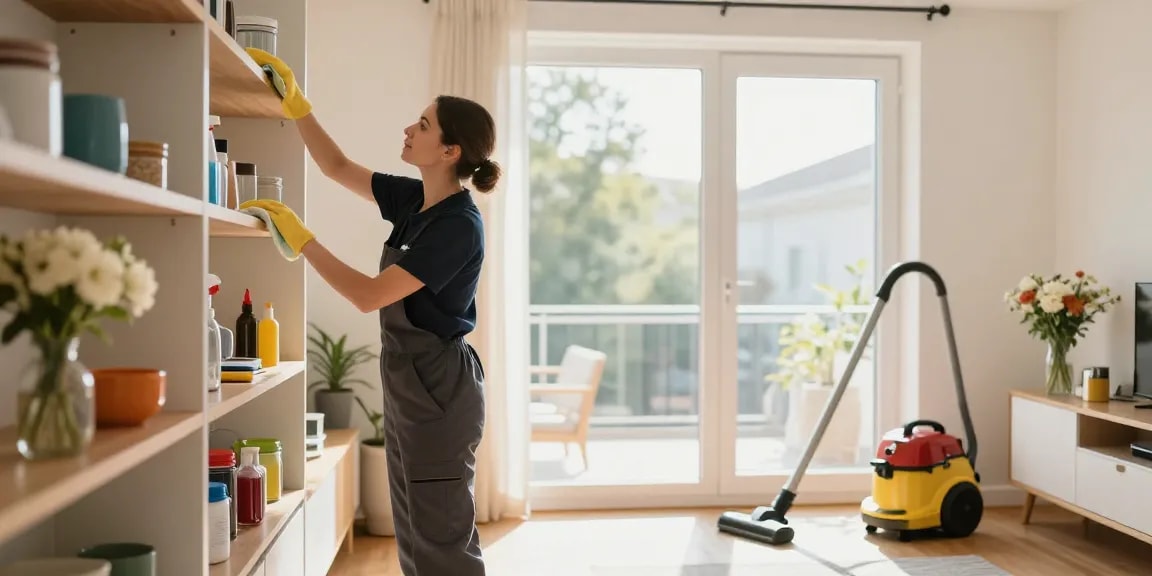 Professional cleaning process by reinigungsfirmen solothurn in a bright, inviting home.