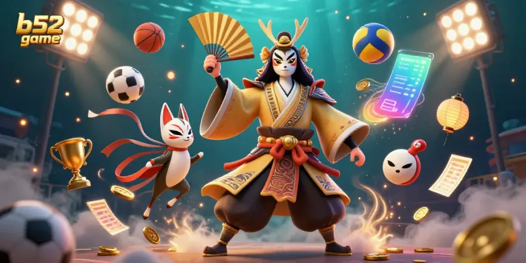 Experience thrilling action with the b52 game as kabuki warriors and sports elements collide in vibrant detail.