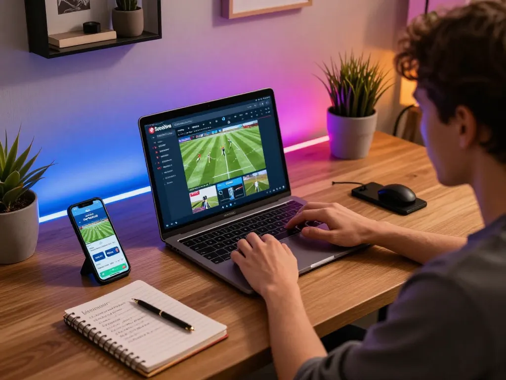 Socolive online football streaming displayed on a laptop during a home gaming session.