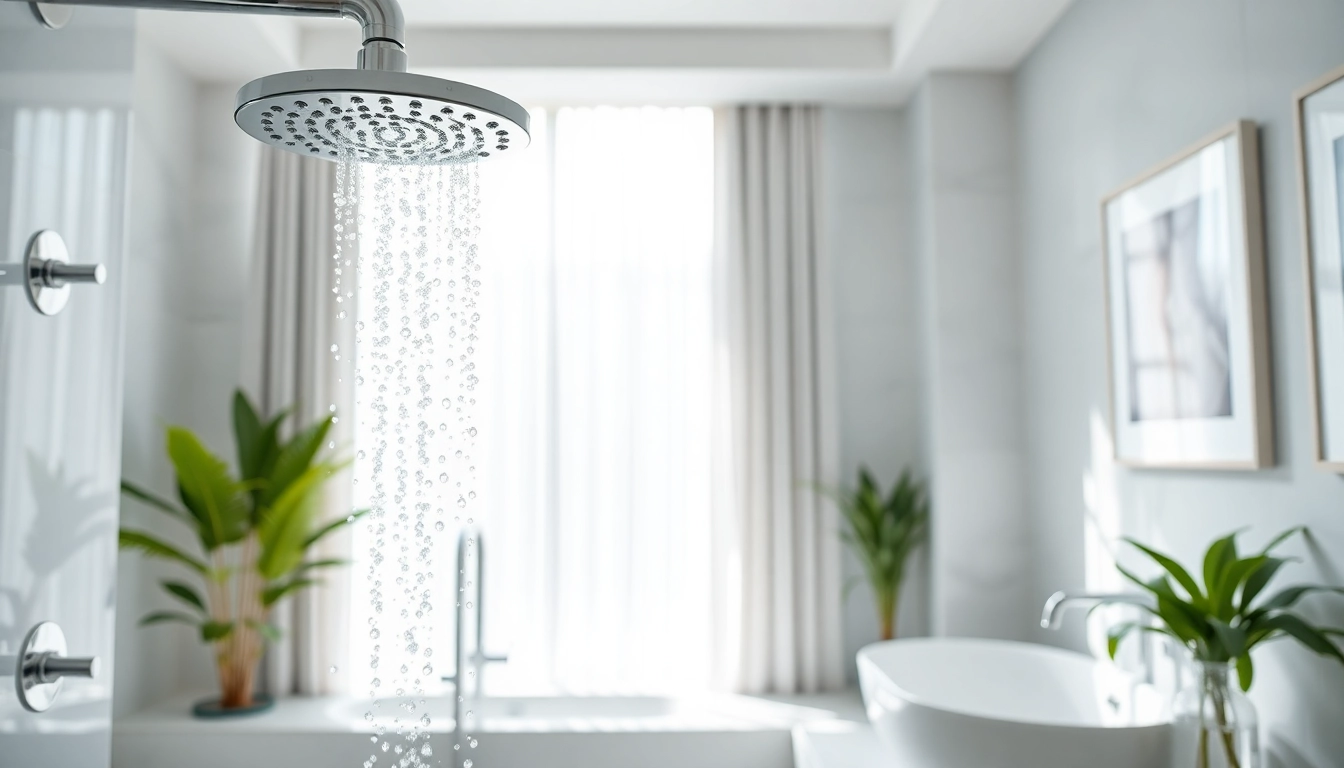 Explore elegant showers au with modern fixtures and a luxurious, bright bathroom setting.