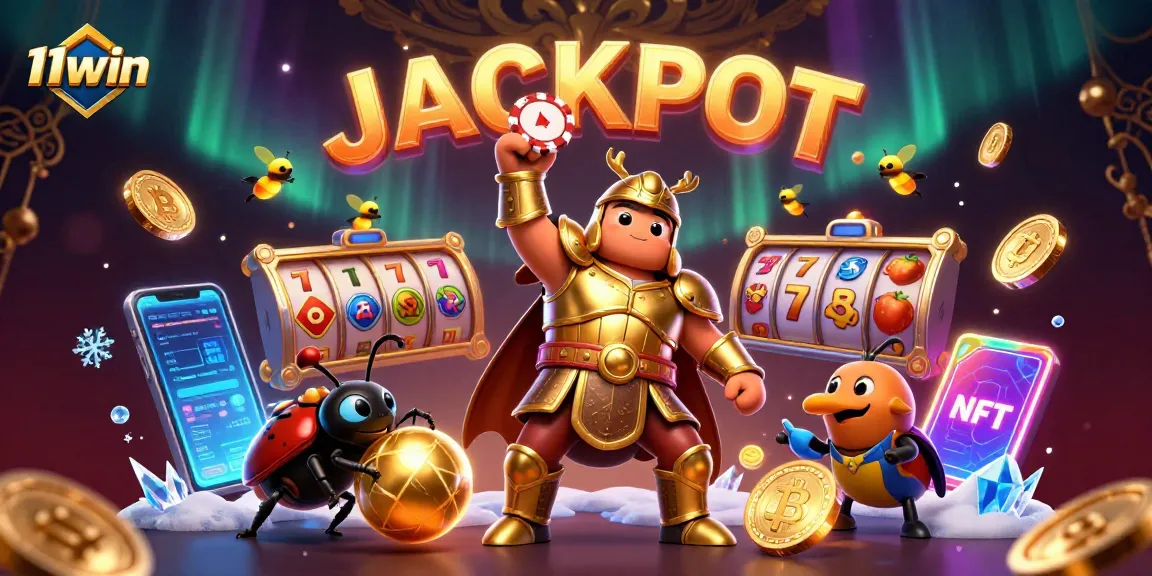 Experience excitement and jackpots with 11win's vivid 3D casino adventure featuring unique beetle characters.
