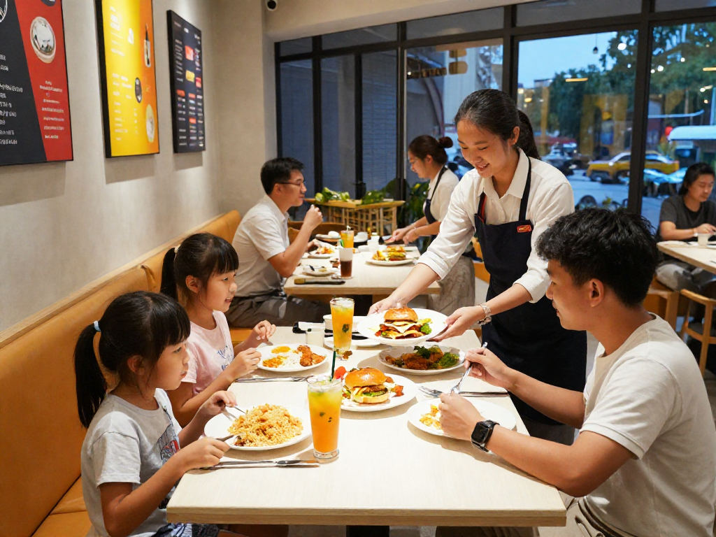 Family enjoying a meal at ROKOK88 restaurant showcasing delicious dishes and a warm atmosphere.