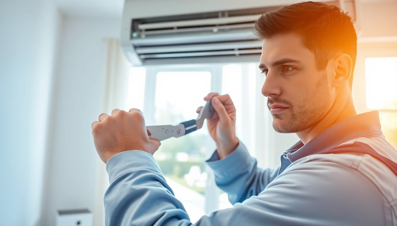 Experienced professional performing Air Conditioning Repair Tampa in a bright home environment with specialized tools.