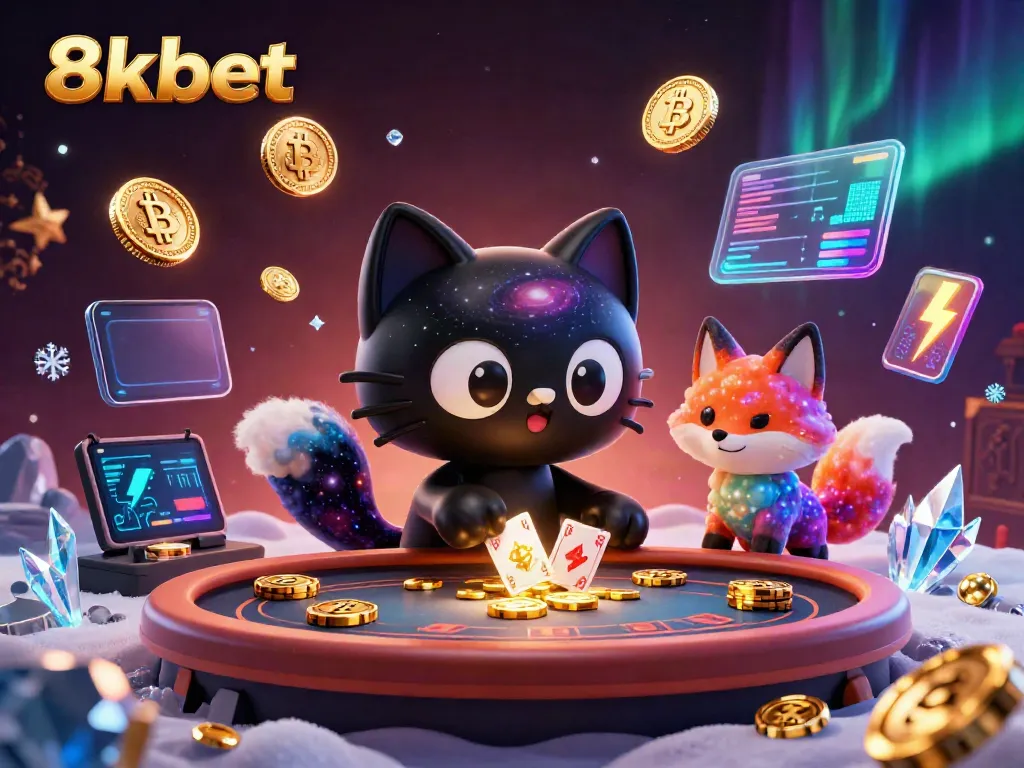 Experience thrilling gaming at 8xbet with a captivating cosmic casino scene and energetic characters.