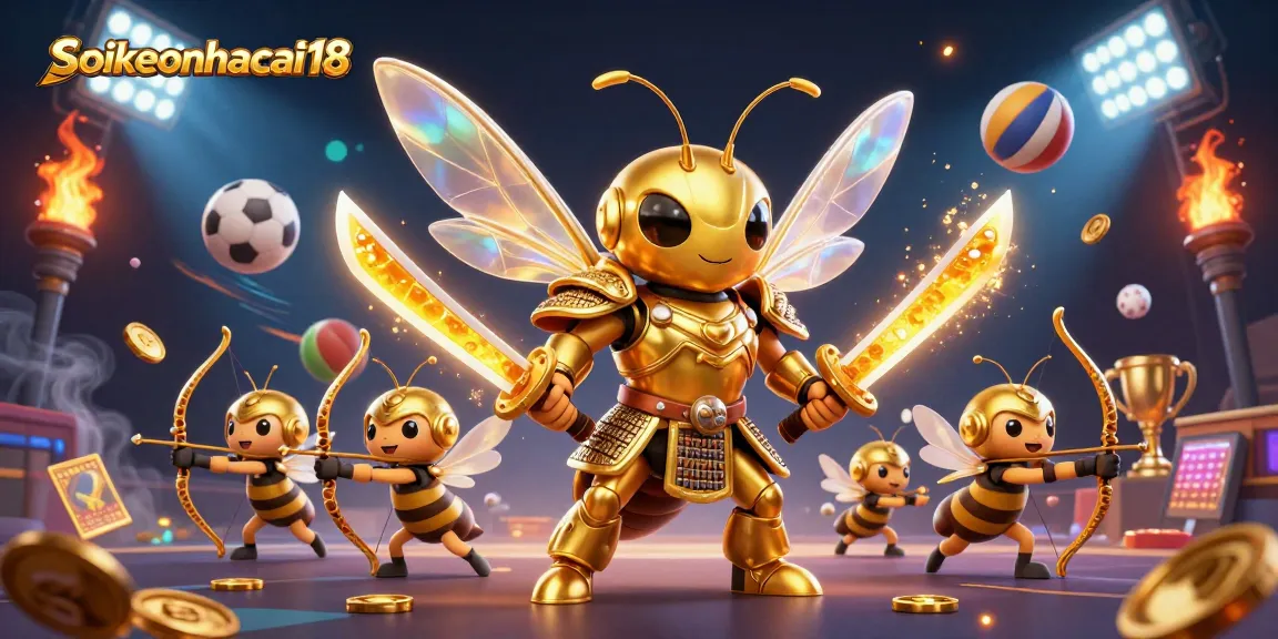 Engage in sports betting with soikeonhacai18 as a giant golden hornet in samurai armor leads the action.