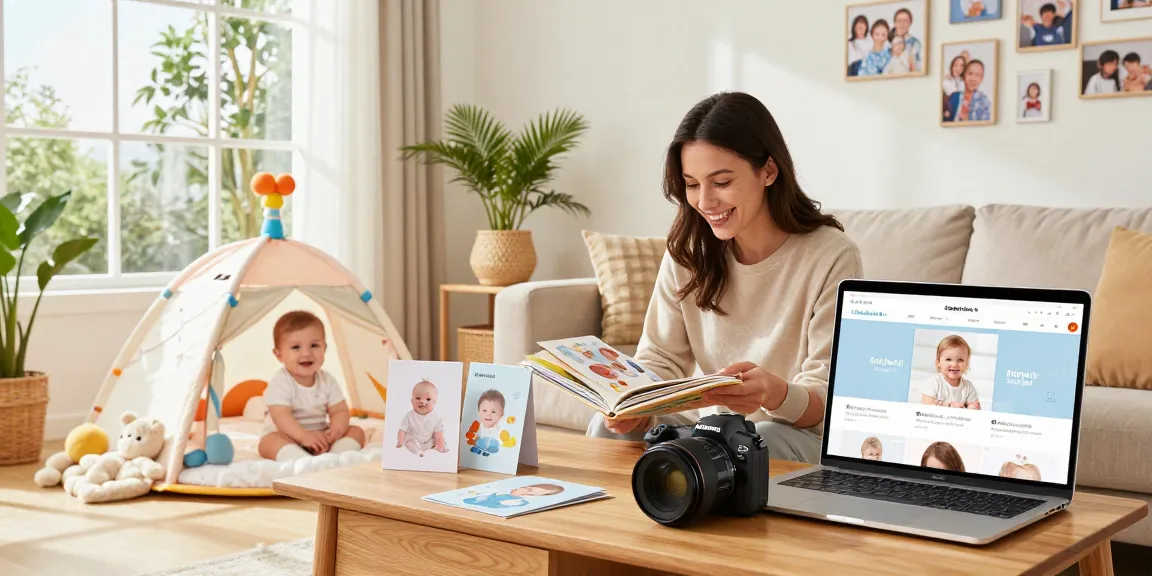 Shoplinks 4u offers a joyful scene of a mother and baby enjoying a colorful baby album, showcasing perfect gift ideas.