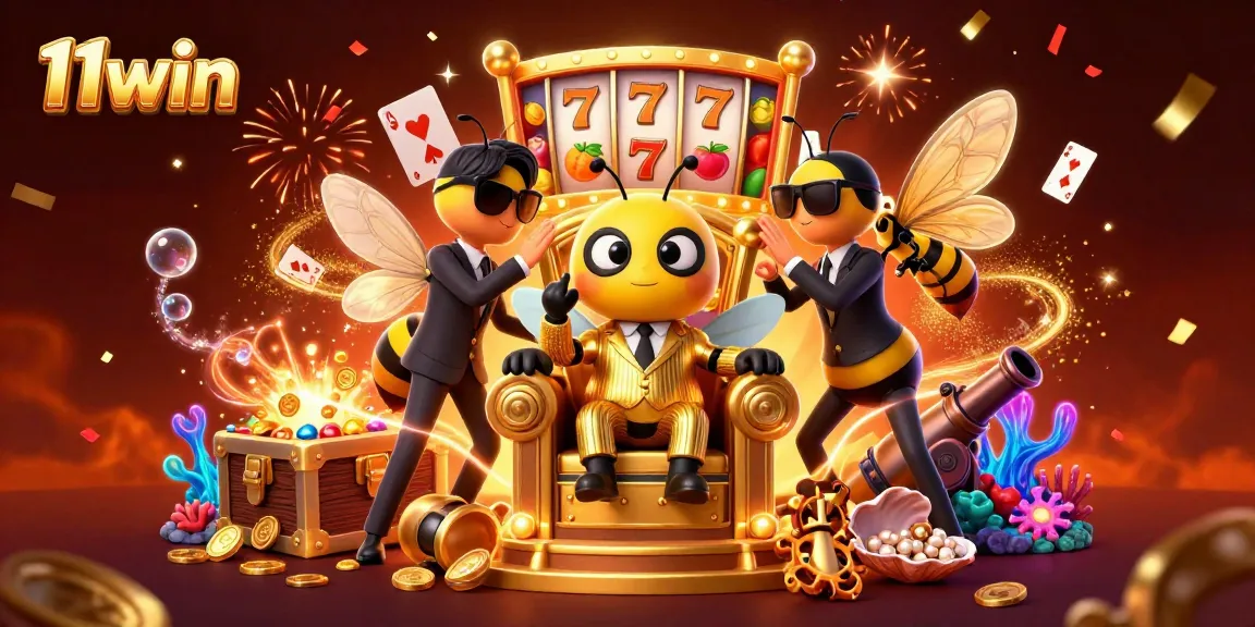 Experience winning strategies with 11win’s dynamic 3D casino illustration featuring flashy slot reels.