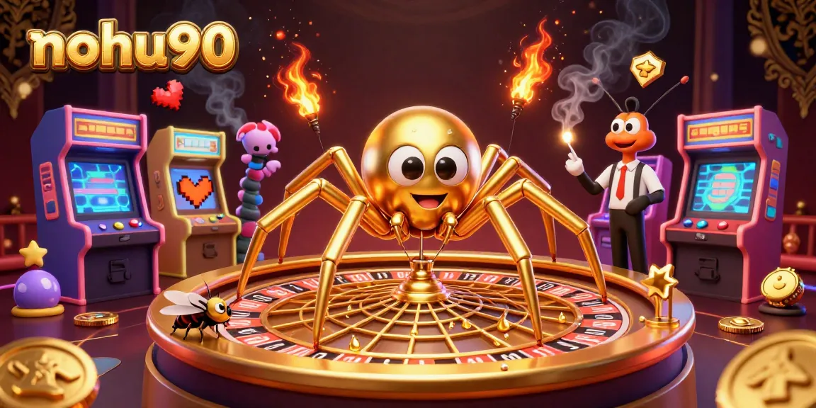 Experience exciting gameplay with nohu90's dynamic scene featuring a golden spider and croupier.