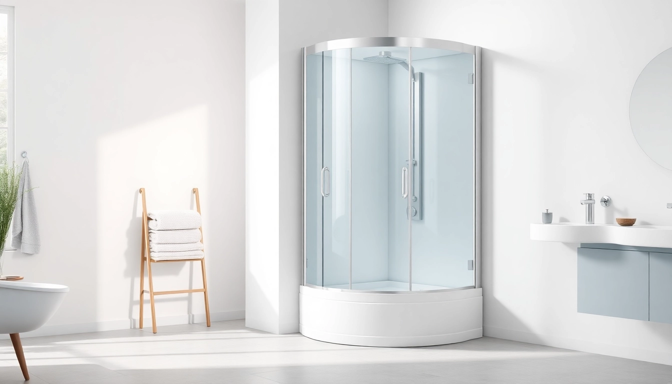Duschkabine 80x80 mit modernem Design in stilvollem Badezimmer präsentieren