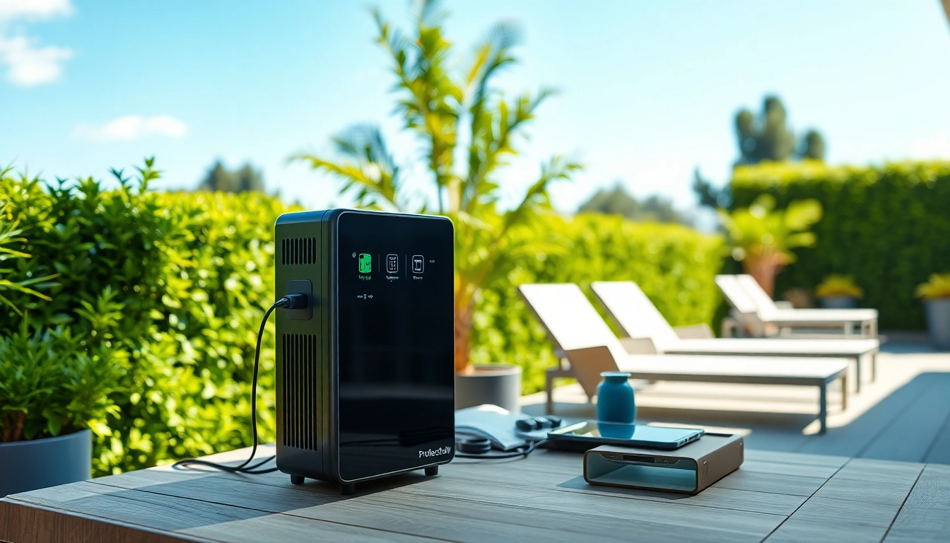 Empowering devices with EcoFlow power station in a serene outdoor setting.
