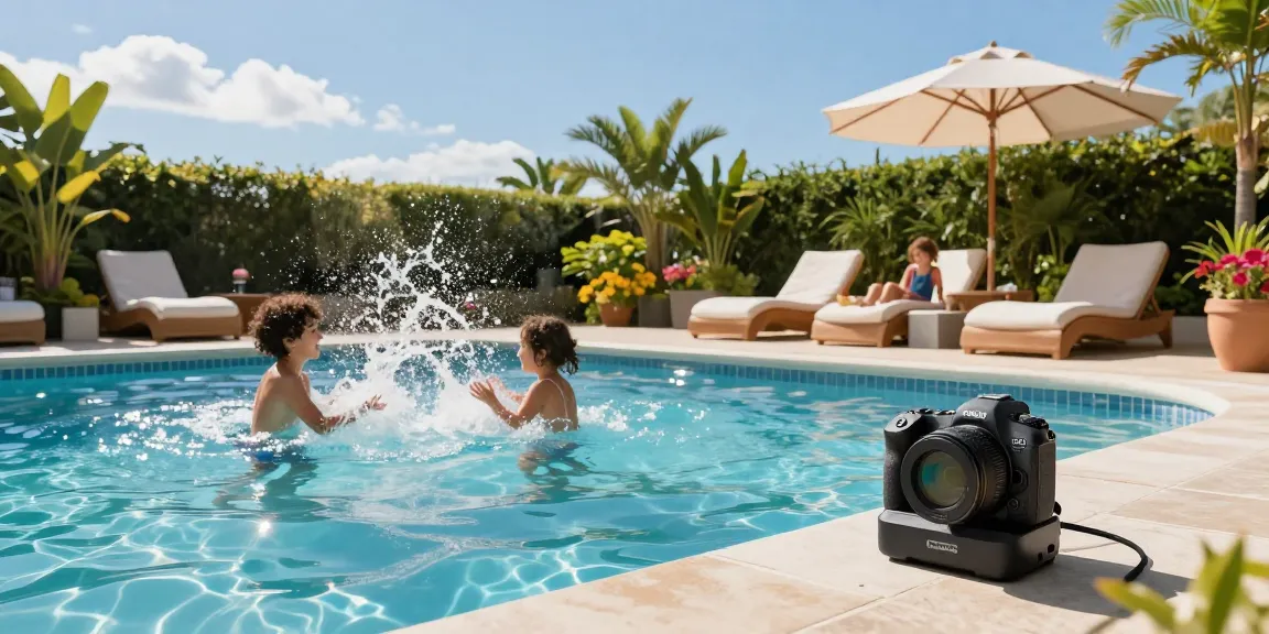 Best chlorinator for inground pools next to a sparkling pool with family enjoying summer fun.