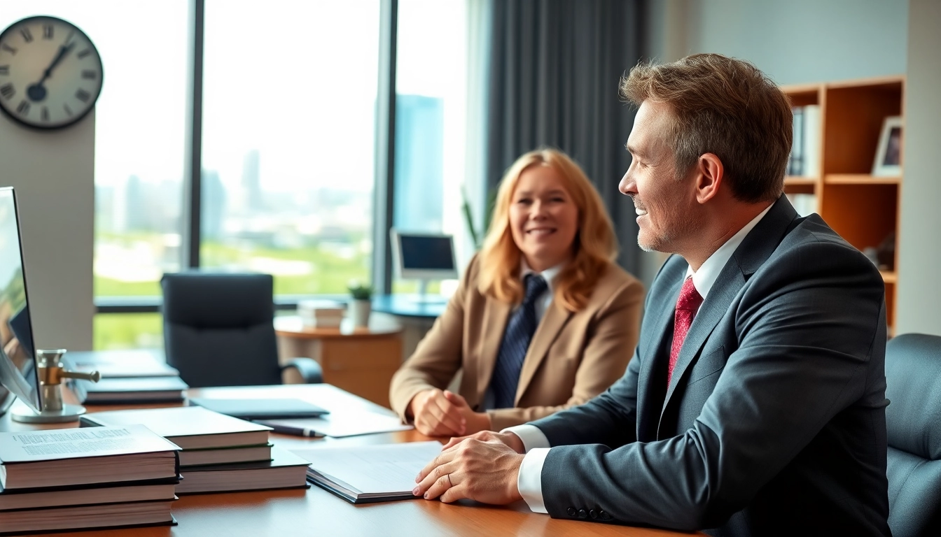Clearwater truck accident lawyer consulting with a client in a welcoming office environment.
