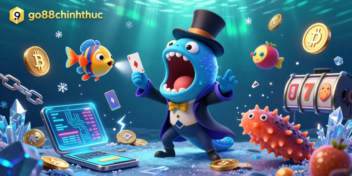 Engage in thrilling card magic acts at go88chinhthuc with vibrant crypto-themed elements all around.