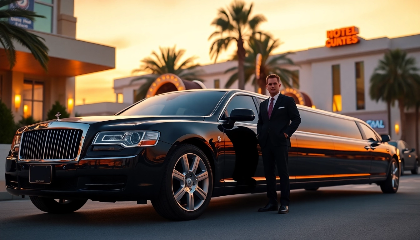 Hollywood Town Car and Limousine at a Los Angeles hotel, showcasing luxury and professionalism.