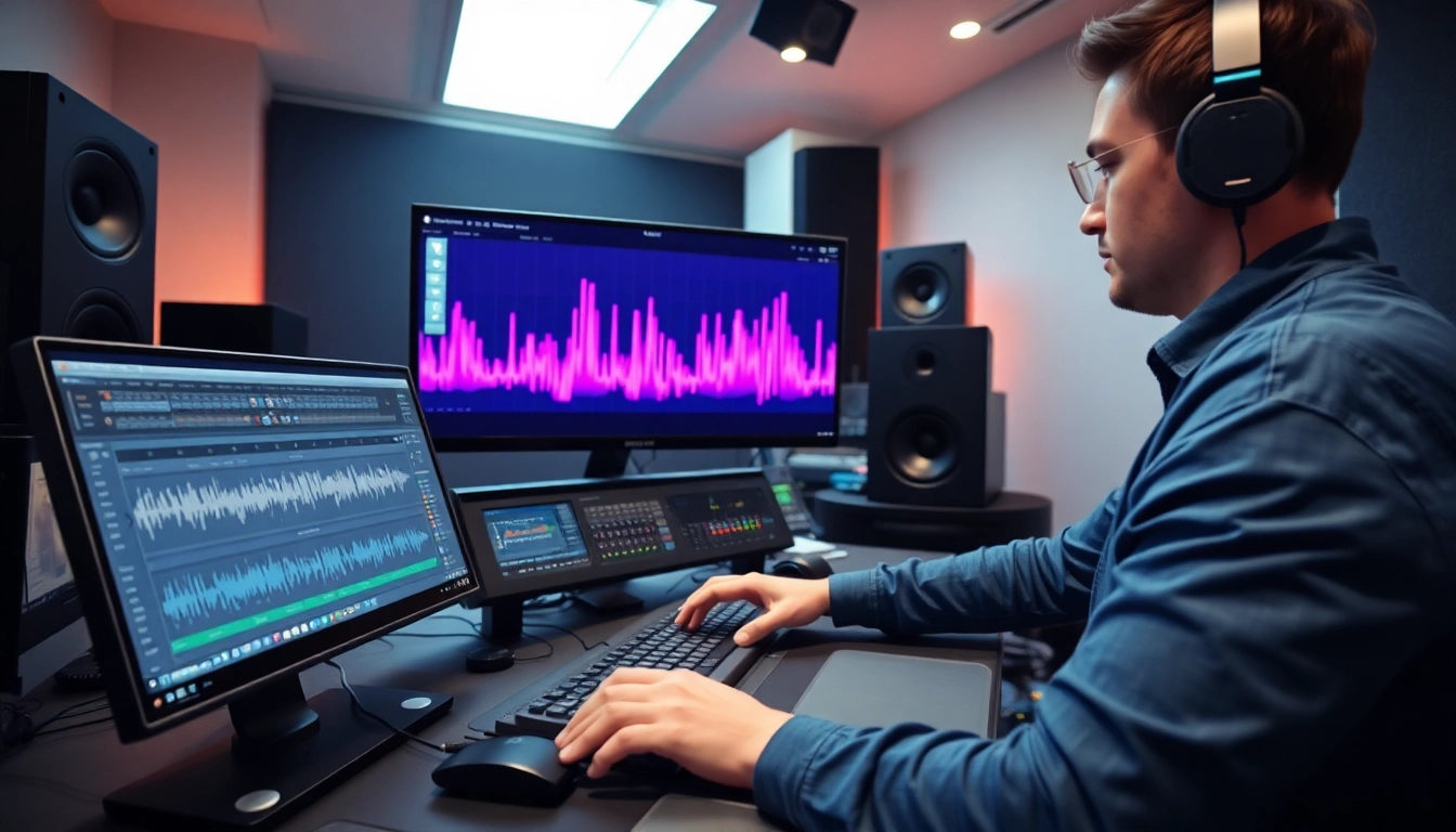 Enhance your music with professional online mastering techniques in a modern studio setting.