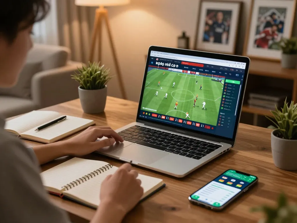 Engaging in kèo nhà cái analysis while placing sports bets online with a laptop