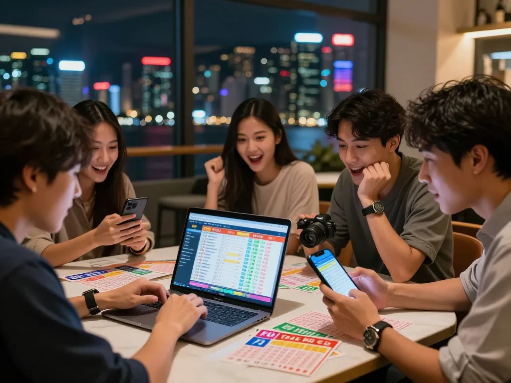 Teman-teman yang bersemangat menganalisis hasil Data HK untuk taruhan Togel Hongkong di lingkungan perkotaan yang bersemangat.
