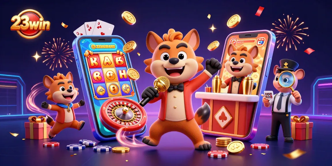 Experience the thrill with 23win as hyenas create a vibrant comedy casino scene, mixing drinks and telling jokes.