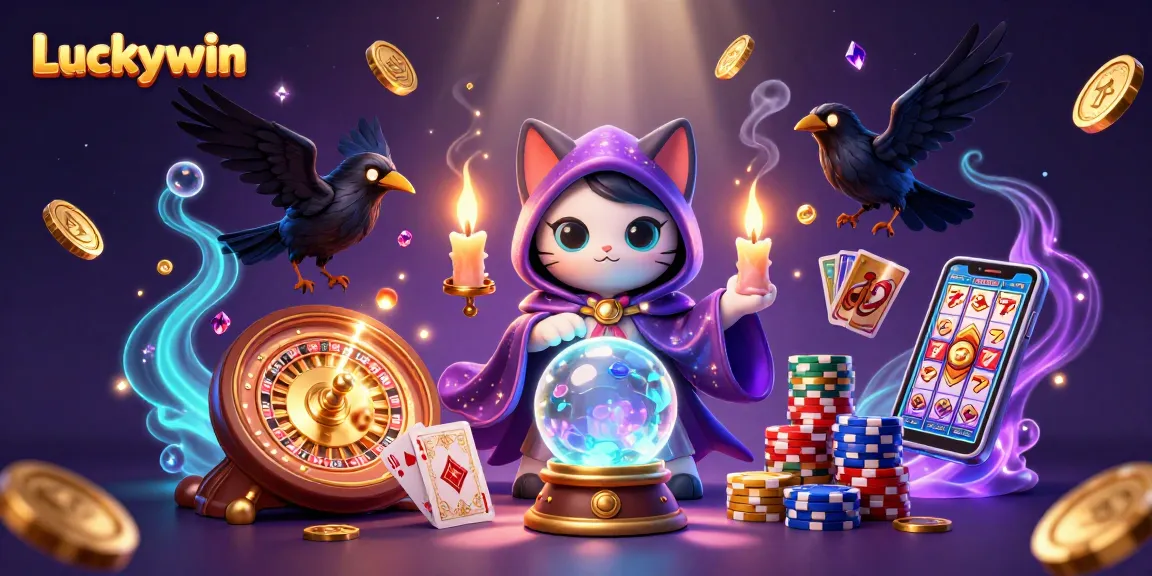 Luckywin unveils a mystical gambling adventure with vibrant characters and rich casino elements.
