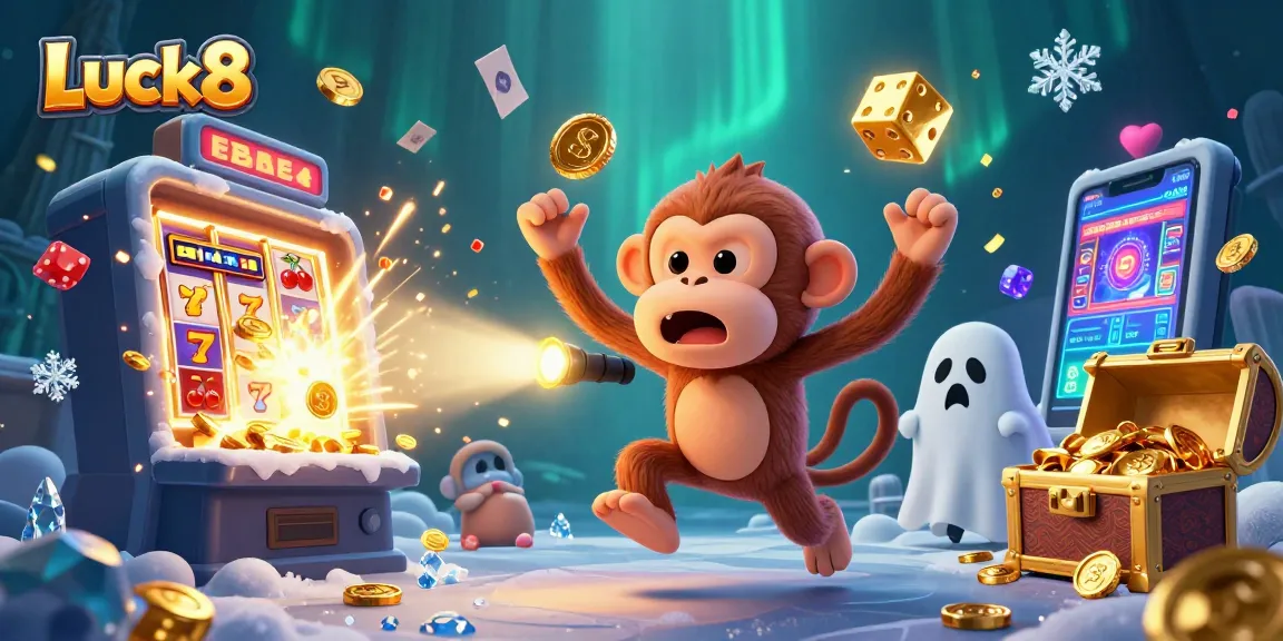 Experience Luck8 with exciting games and golden jackpots in this animated casino scene.