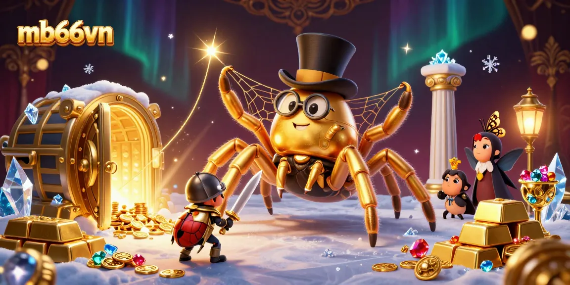 Engage in thrilling gameplay at mb66vn with a dynamic casino scene featuring a golden tarantula.