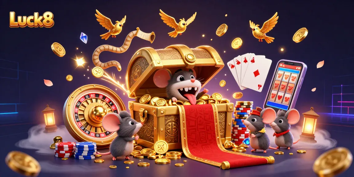 Experience the Luck8 casino adventure with vibrant treasures and games among captivating characters.
