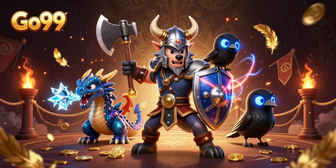 Experience the thrill at Go99 with a Viking warrior, fierce dragon, and winning gold coins.